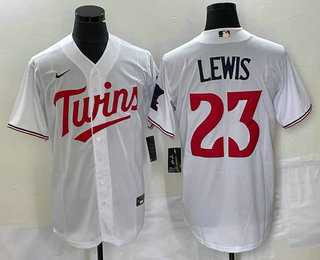 Mens Minnesota Twins #23 Royce Lewis White Red Stitched MLB Cool Base Nike Jersey->minnesota twins->MLB Jersey